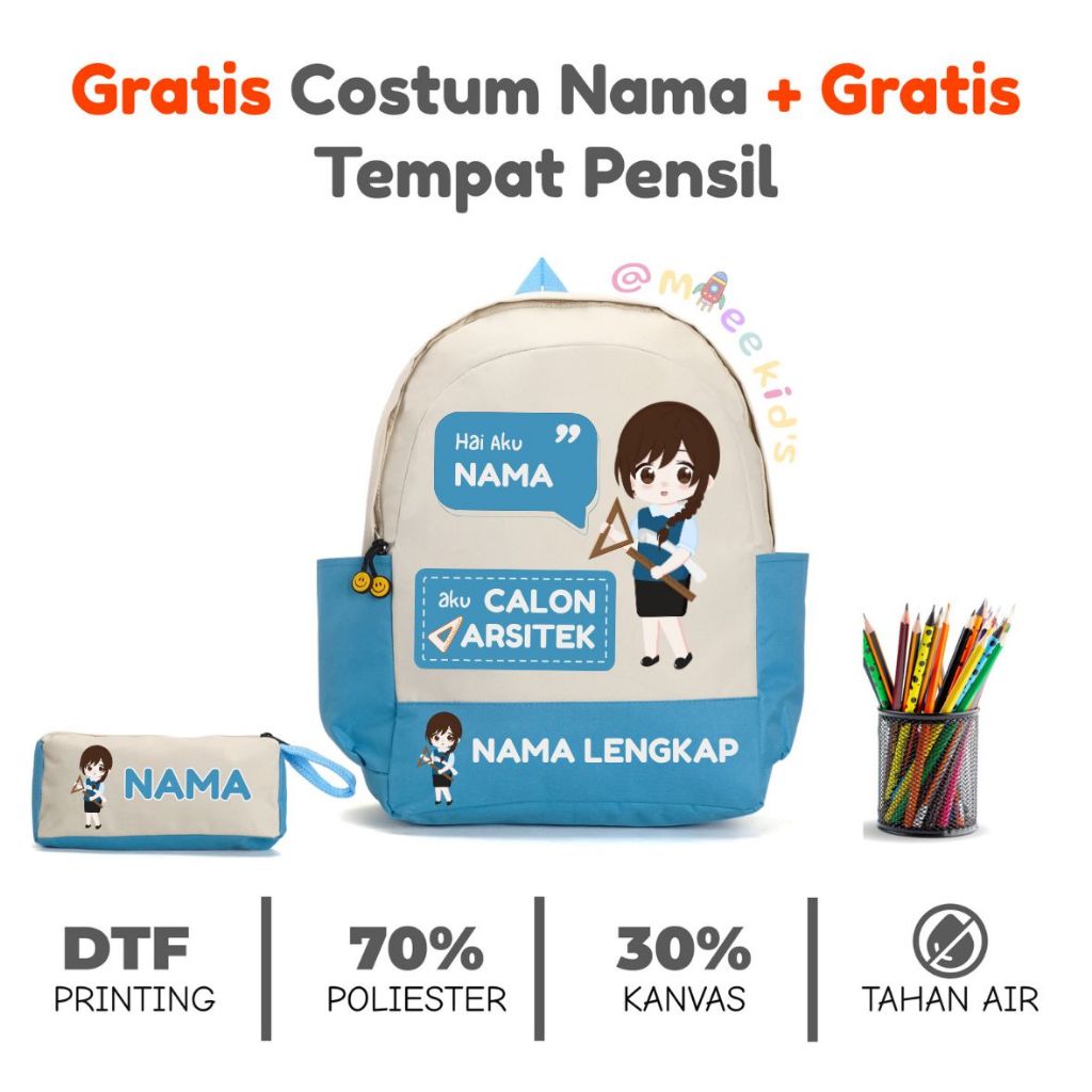 MieeKid's - Tas Custome Cita-Cita - Arsitek Perempuan