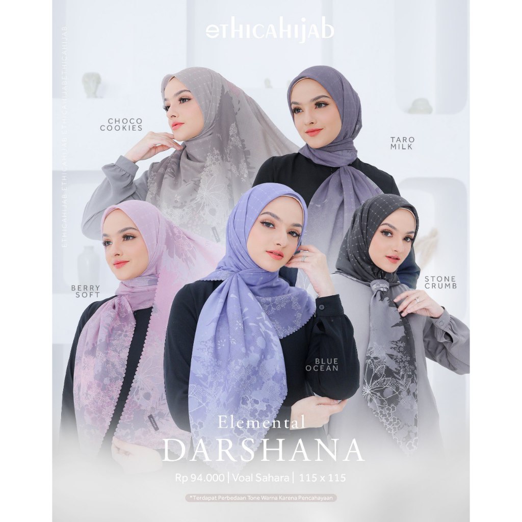 Ethica Hijab Segiemapt Motif Elemental Darshana Voal Sahara 115x115cm