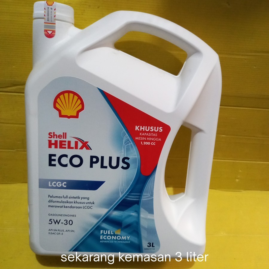 Oli Mobil Shell Helix ECO Plus 5W-30 3L Oli Agya Ayla Calya Sigra Datsun Go Renault Kwid Nissan Marc