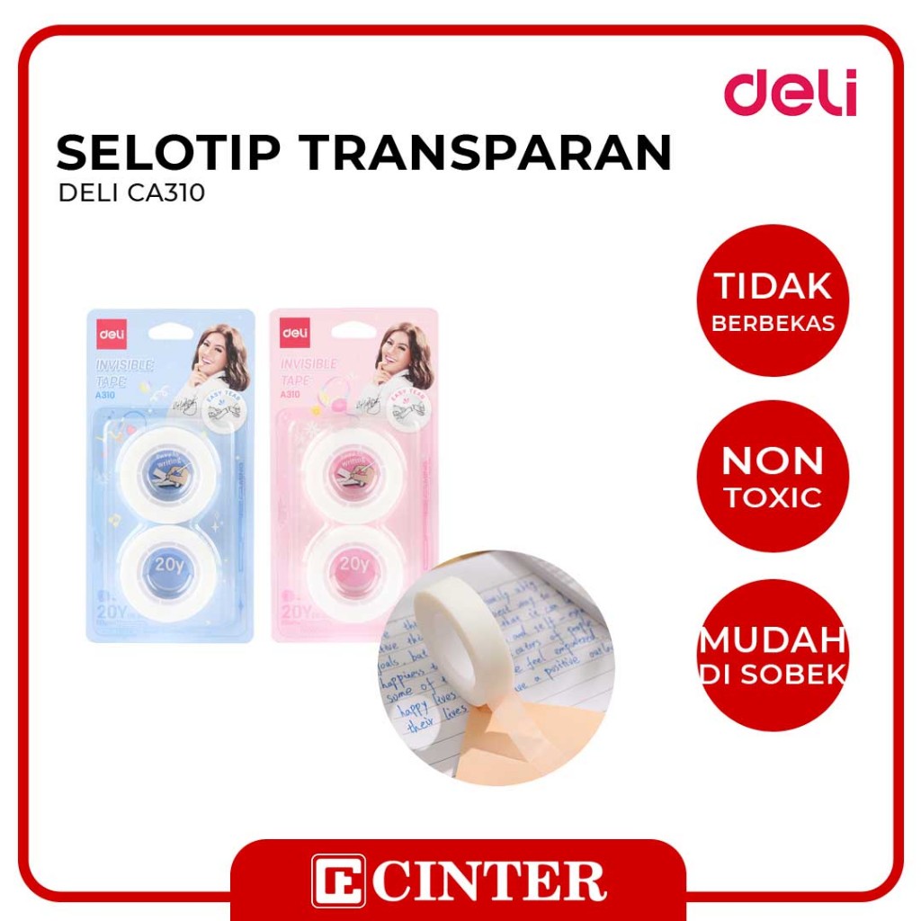 

DELI - SELOTIP / LAKBAN KECIL / ISOLASI INVISIBLE TAPE ISI 2 ROL SPECIAL AGNES MO EDITION CA310 20 YARD