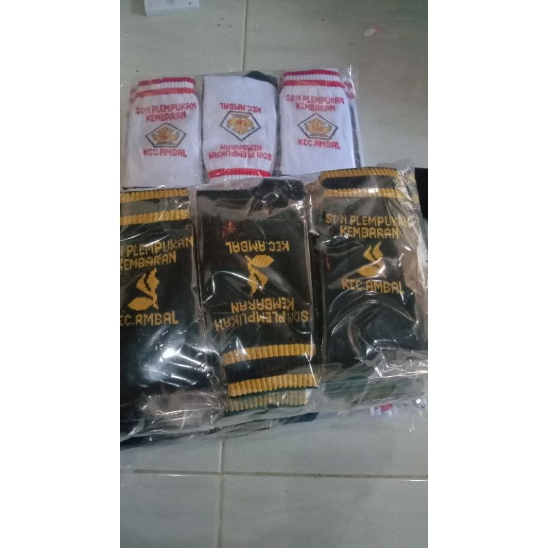 kaos kaki custom logo sekolah, bordir/rajut grade A