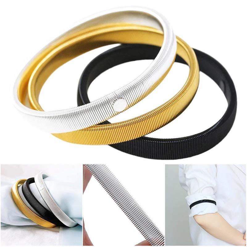 1 Pasang Metal  Sleeve Garter Logam Armband Bartender Handband Metal Elastis Metal Armband