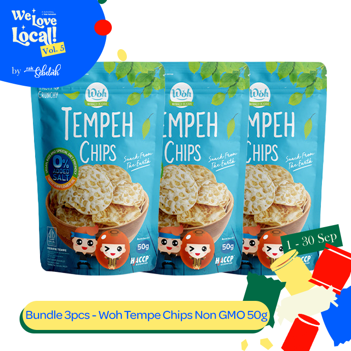 

Bundle 3pcs Woh Tempeh Chips Healthy Unsalted 50g Keripik Tempe Sehat No GMO | Rak Sebelah