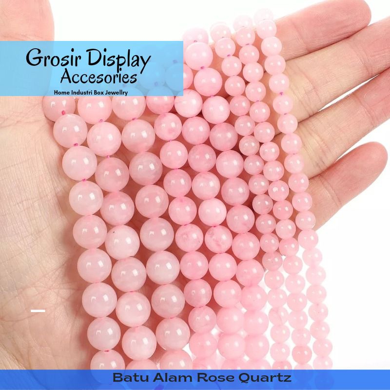 Batu Pink Rose Quartz 4-14mm Bahan Gelang Batu