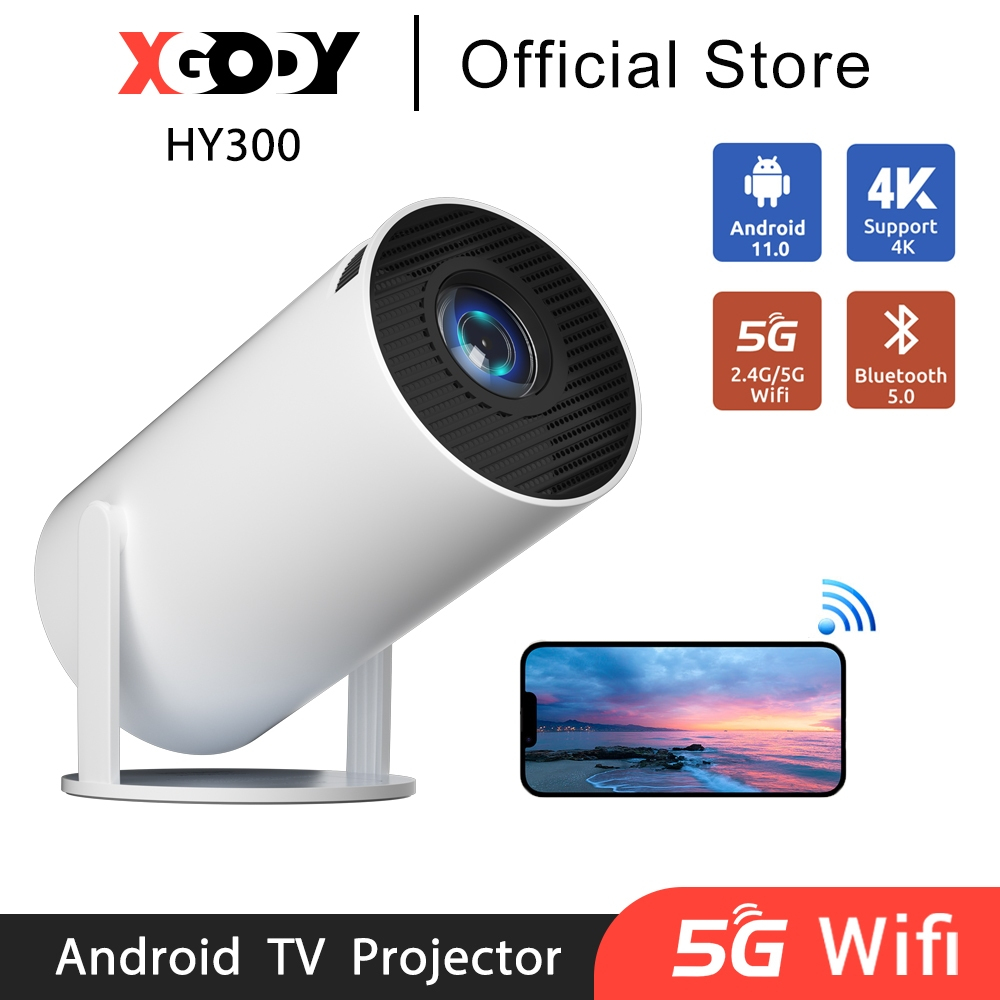 XGODY HY300 Smart Projector 300 ANSI Lumens HD 1080P Bluetooth 5 1G+8G Android 11.0 Wifi 6.0 Gimbal3