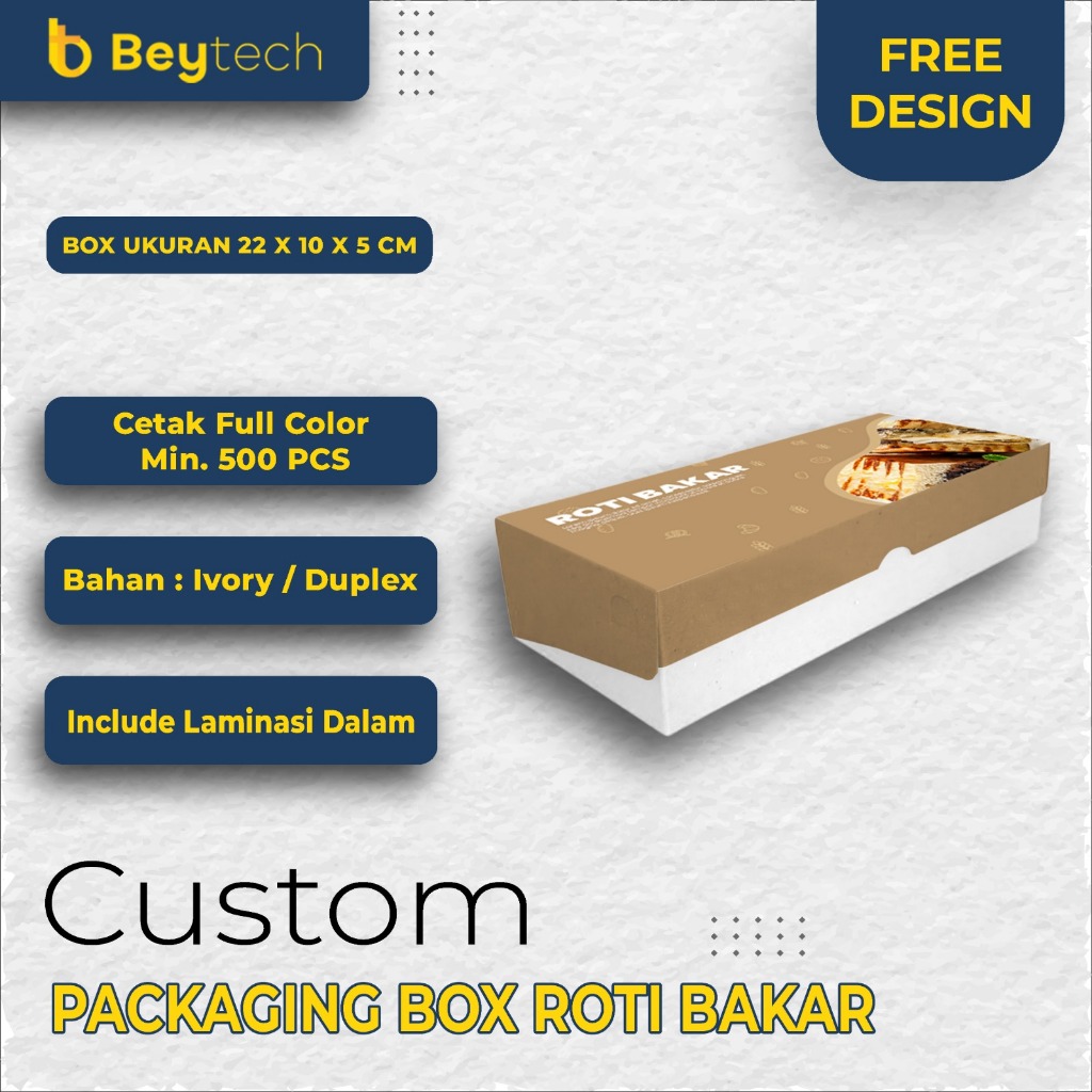 

Custom Box Roti Bakar, Bolen, Martabak, Bolu Full Color