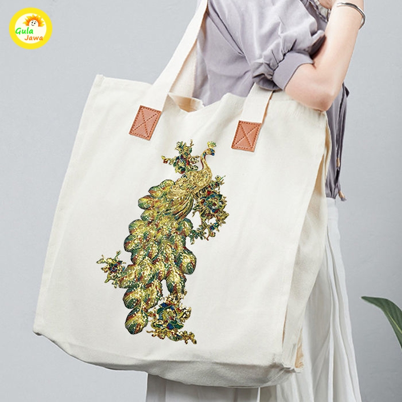 Bordir Burung Merak 47cm Full Payet Peacock Full Sequin Bordir Payet Tempel Mewah Bordiran Burung Me