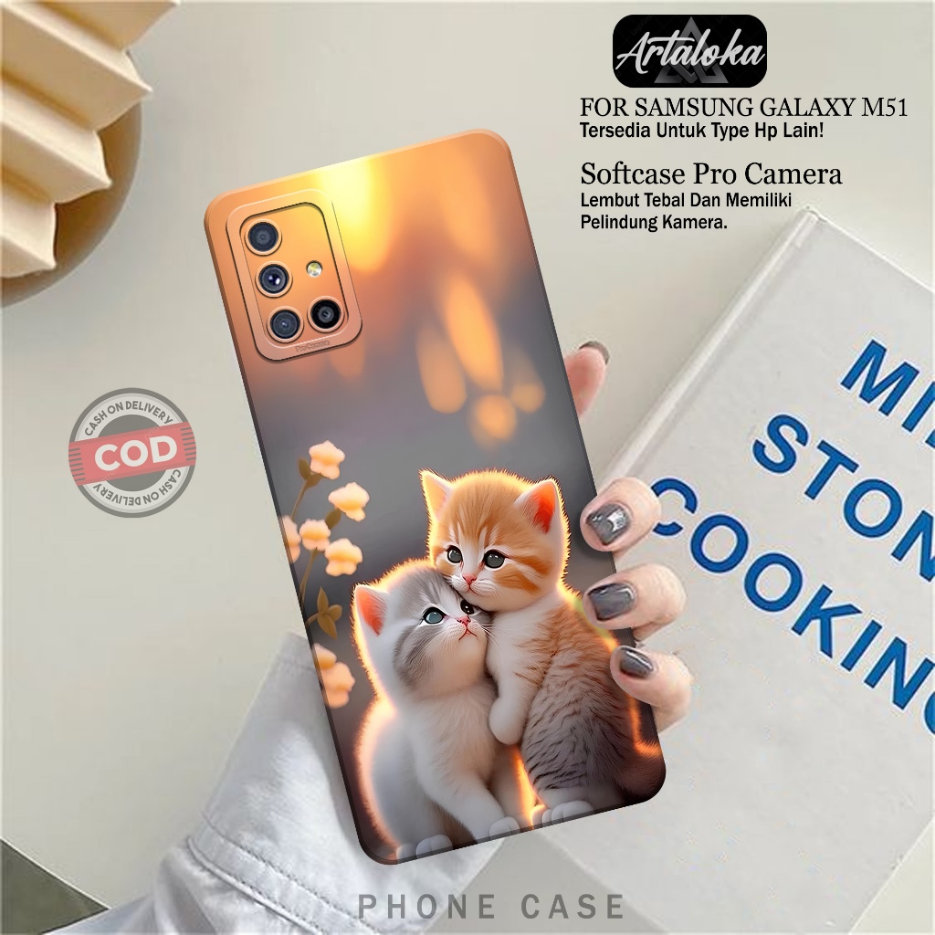 Softcase Hp Samsung Galaxy M51 Fashion Case Kucing Case Samsung Galaxy M51 Silikon TPU Pro Camera Ca