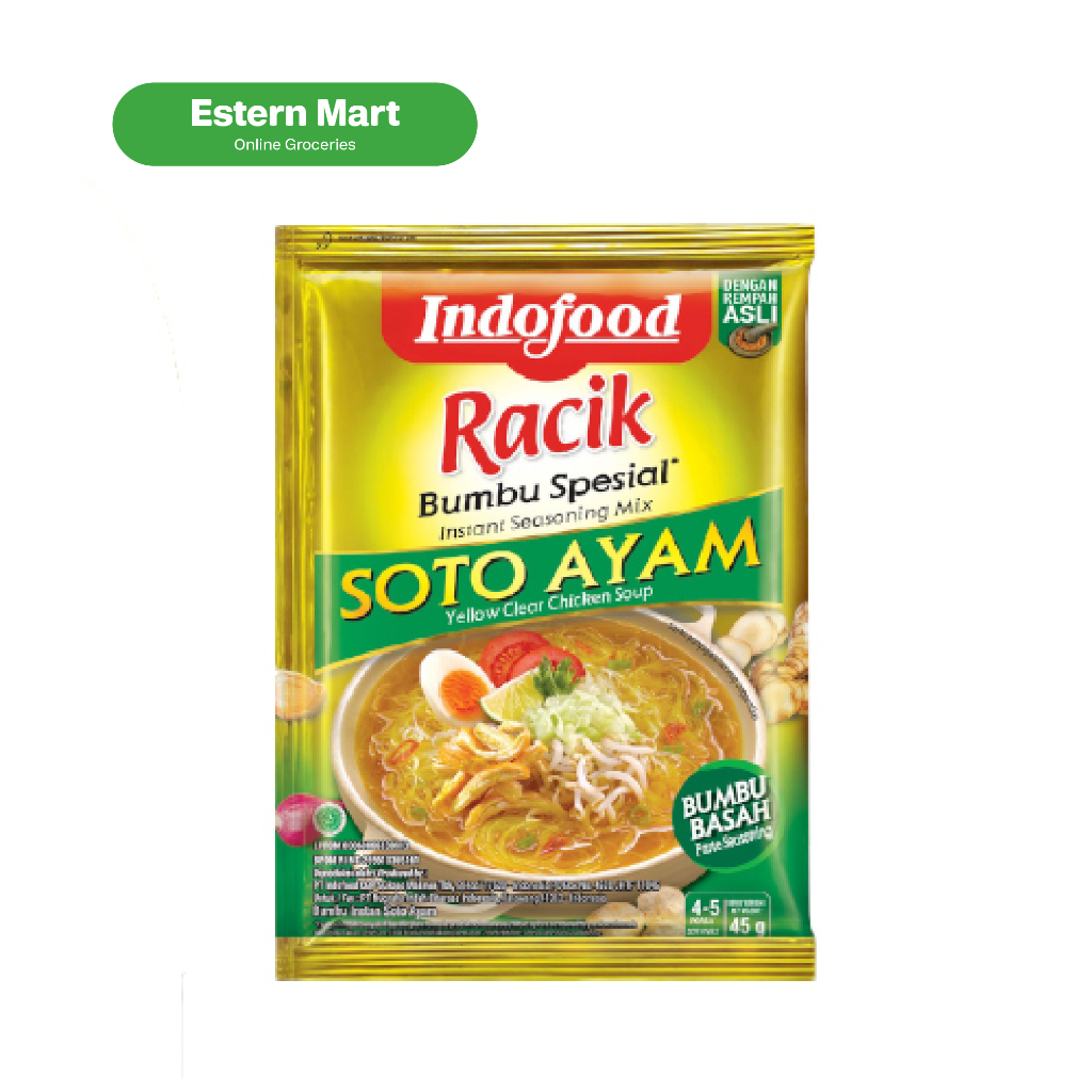 

Indofood bumbu racik soto ayam 45gr | bumbu instan soto ayam | bumbu bubuk soto ayam | bumbu masak