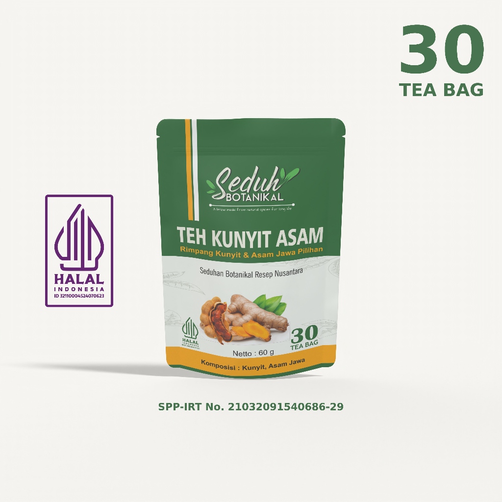 

SEDUH BOTANIKAL Teh Kunyit Asam | Teh Celup Kunyit Asam JSR | Teh Kunyit Asam Jawa | 30 Tea Bag