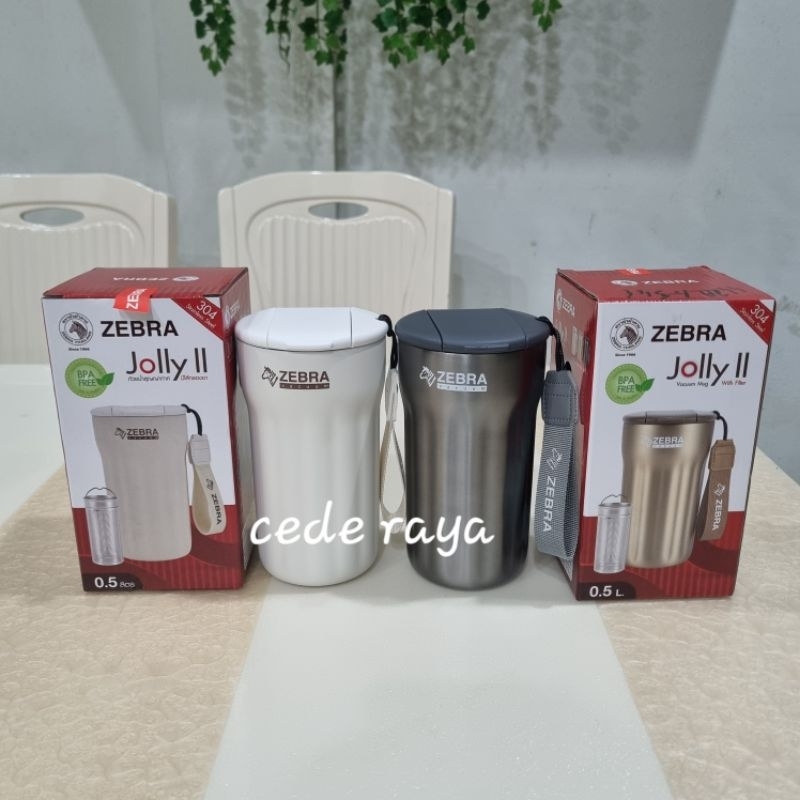 termos mug tahan panas stainless zebra / vacuum mug filter jolly II isi 500 ml