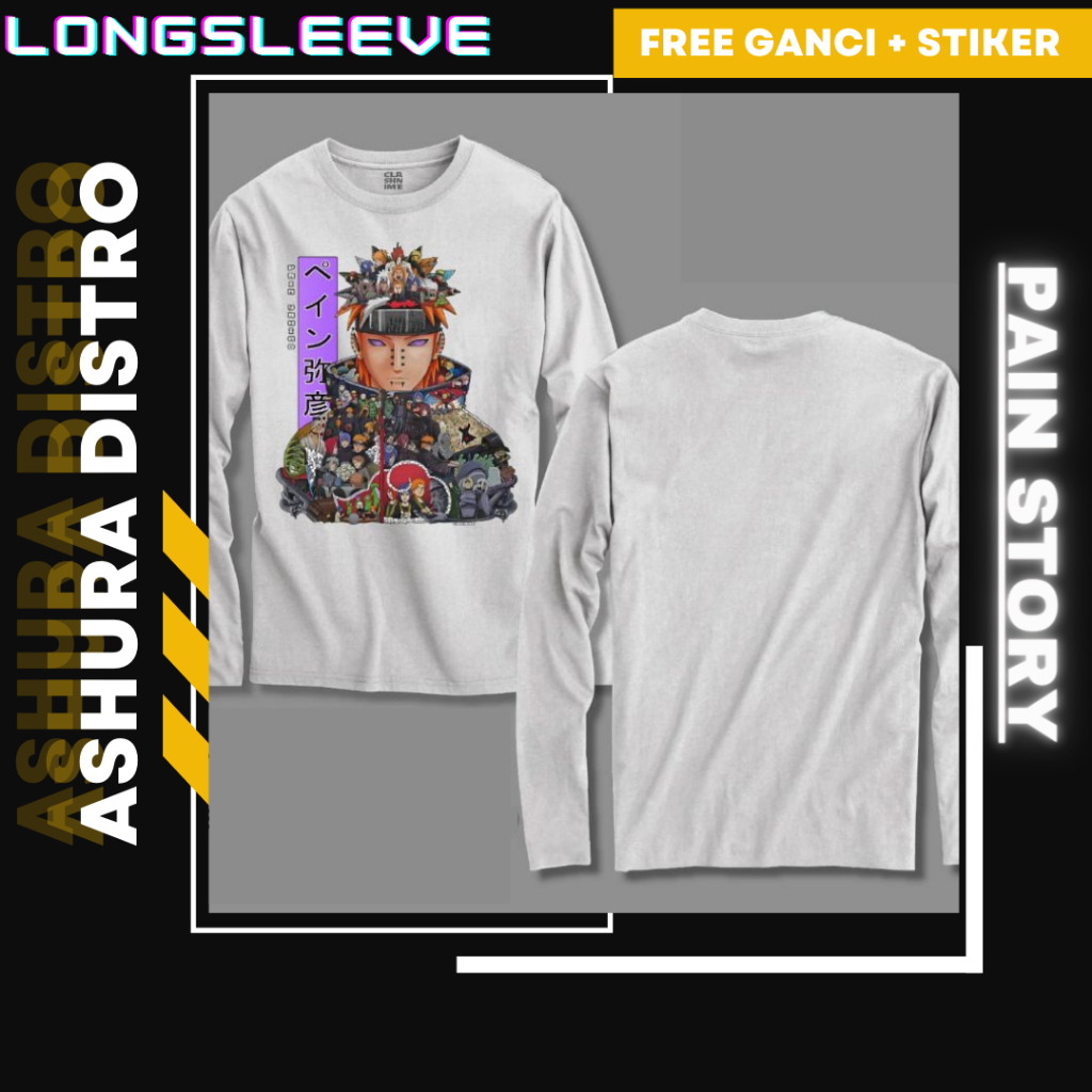 Kaos Anime Longsleeve Pain Akatsuki Color Story Akatsuki Naruto Shippuden - Ashura