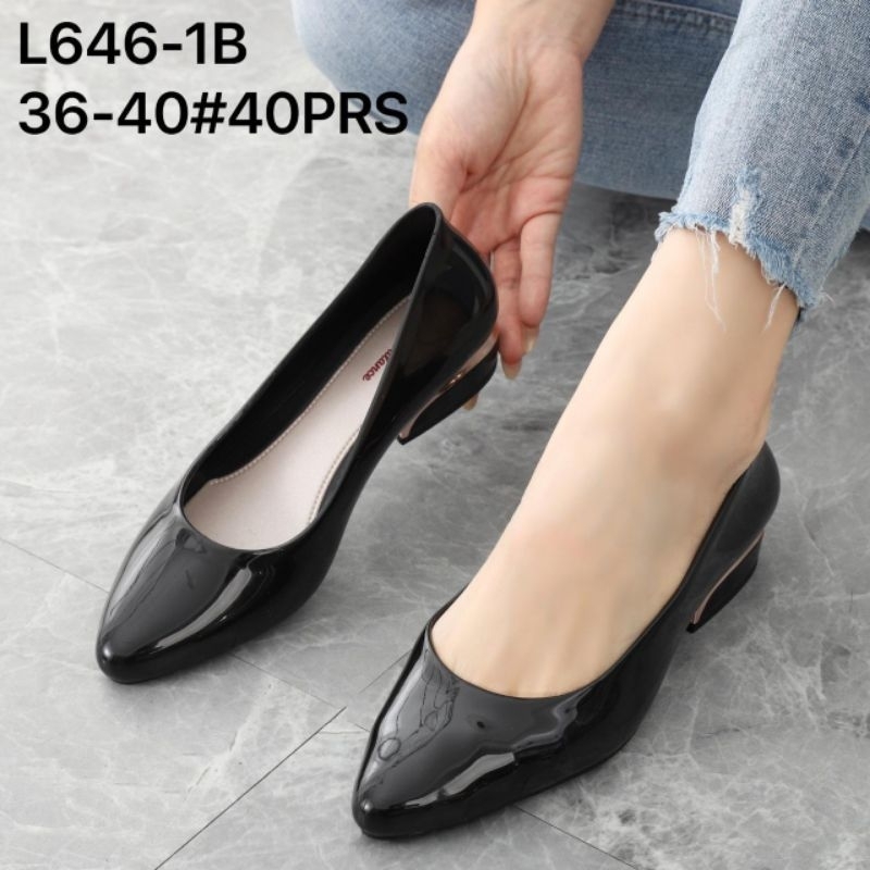 Sepatu Pantofel Karet Wanita/Sepatu Formal Karet Jelly Balance L646-1B