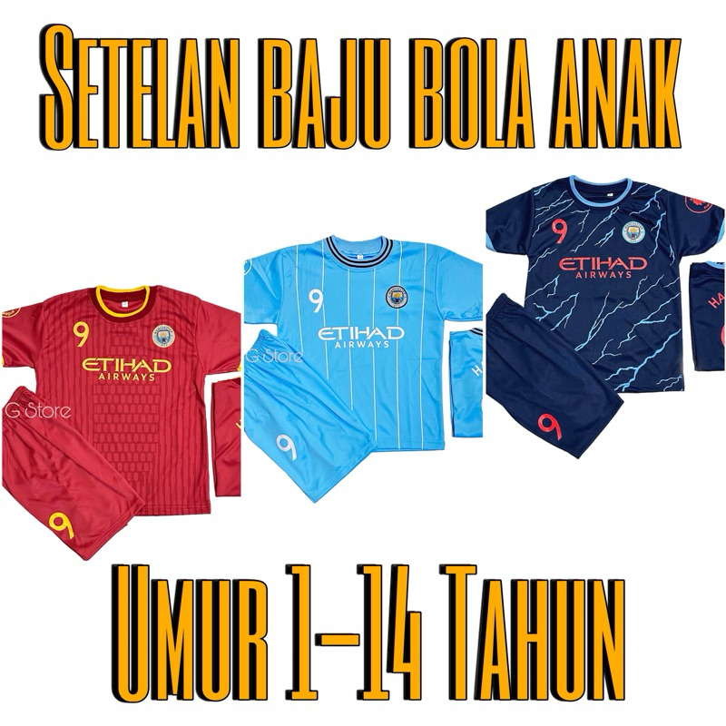 BISA COD / JERSEY BOLA MAN.CITY / SETELAN BAJU BOLA MAN.CITY ANAK TERMURAH / TERBARU 2022-2023