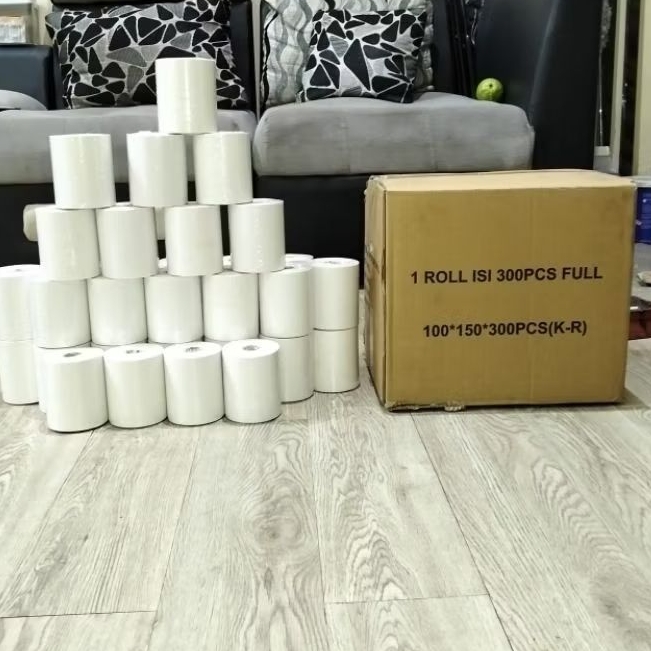 

sticker label thermal Size 100x150 / 10x15 Cm super ekonomis kualitas premium isi 300 lbr per roll