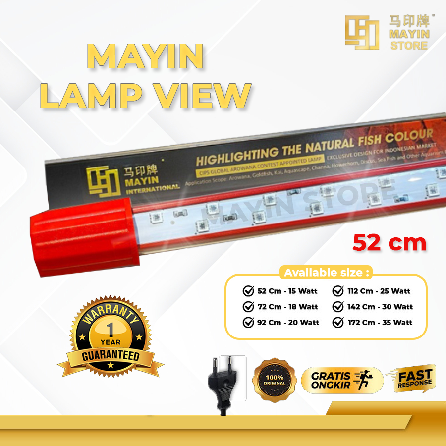 MAYIN LAMP VIEW 52cm Lampu LED celup Aquarium ikan Arowana Arwana Koki