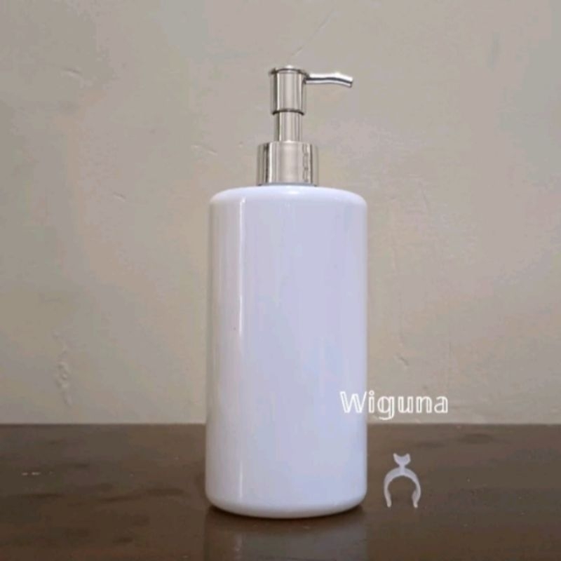 Botol Pump 500ml Putih / Botol RF 500ml Putih Tutup Pump Clip Oil