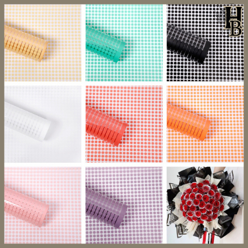 

20 LEMBAR Flower Wrapping Polkadot Cellophane Kertas Buket Bunga Transparan List Florist 6189