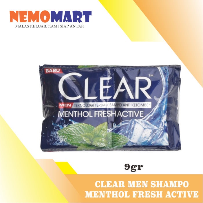 Shampoo Pria CLEAR MEN Shampoo Menthol Fresh Active Sachet isi 12