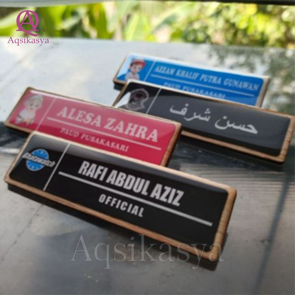 

NAME TAG PENGENAL FLYWOOD/KAYU MURAH BISA TULISAN ARAB