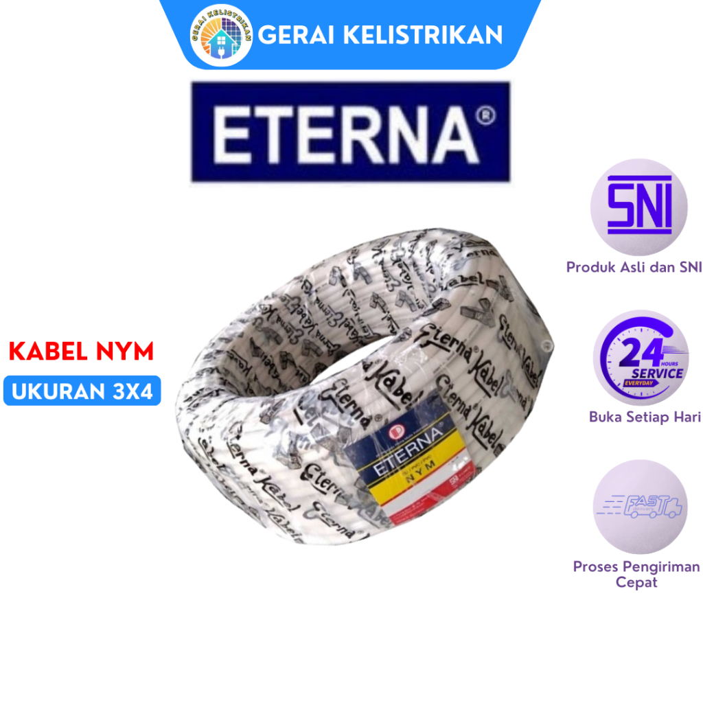 Kabel NYM 3x4 ETERNA Kabel LIstrik Kawat Tembaga