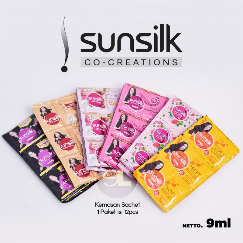 [Isi 12 Sachet] SUNSILK Shampoo Sachet Black Shine | Smooth Silky
