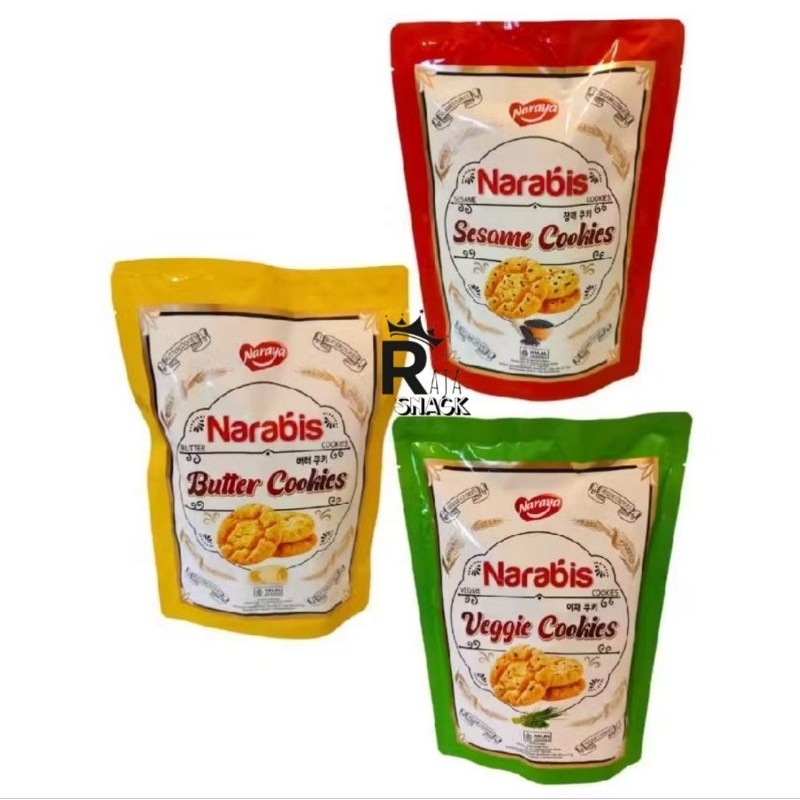 

NARAYA NARABIS COOKIES KUKIS KUE KERING RASA BUTTER / SESAME / VEGGIE VEGETABLE 220GR ISI 8 PCS