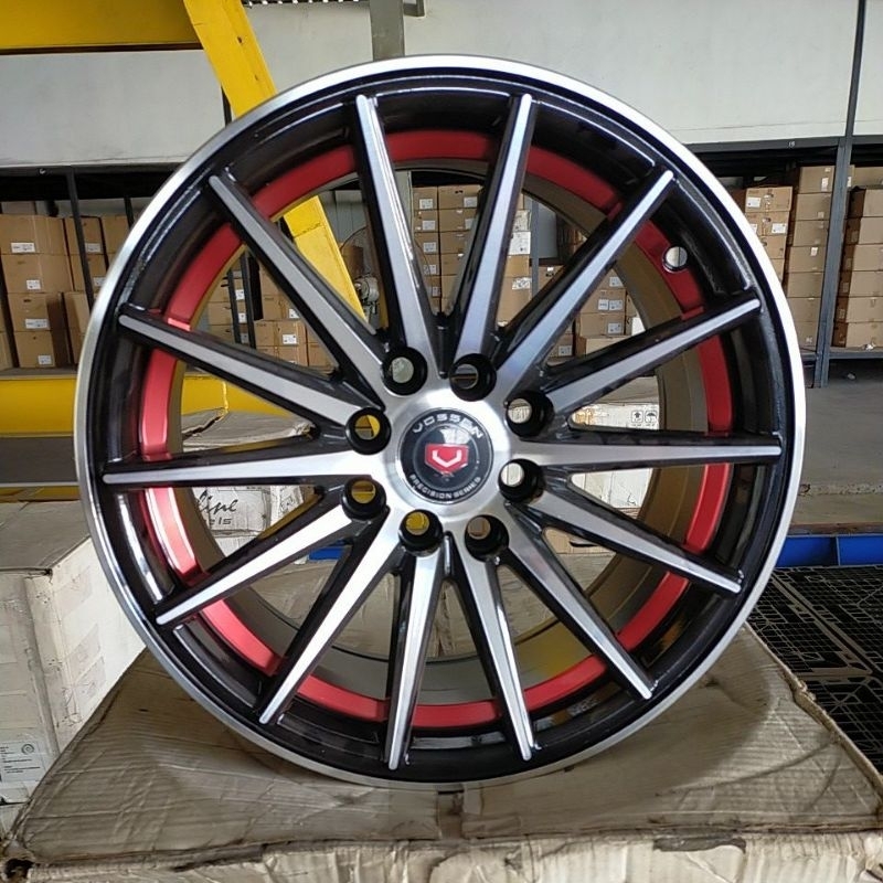 OBRAL VELG MOBIL Ring 15 lubang 8 R15 hole 8 Black Polish Red Undercut Vossen VFS2 BARU jazz brio ig