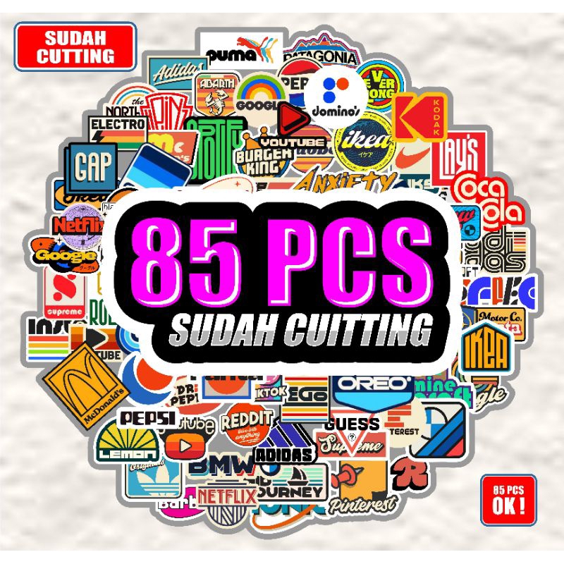 

Stiker brand retro isi 85pcs sudah cutting anti air