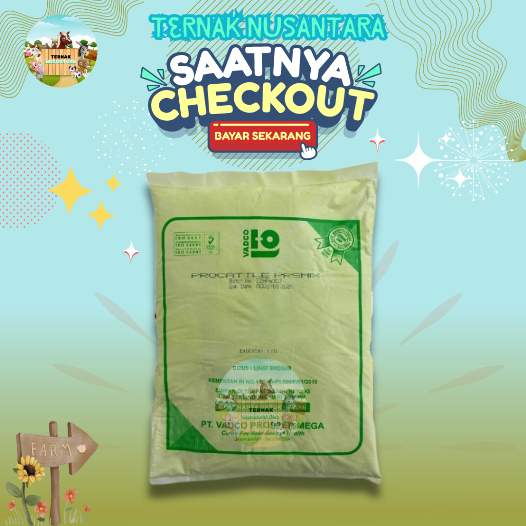 PROCATTLE PREMIX 1 Kg VADCO - PRO CATTLE - Premix Vitamin Mineral Sapi Kambing Domba Potong Pedaging