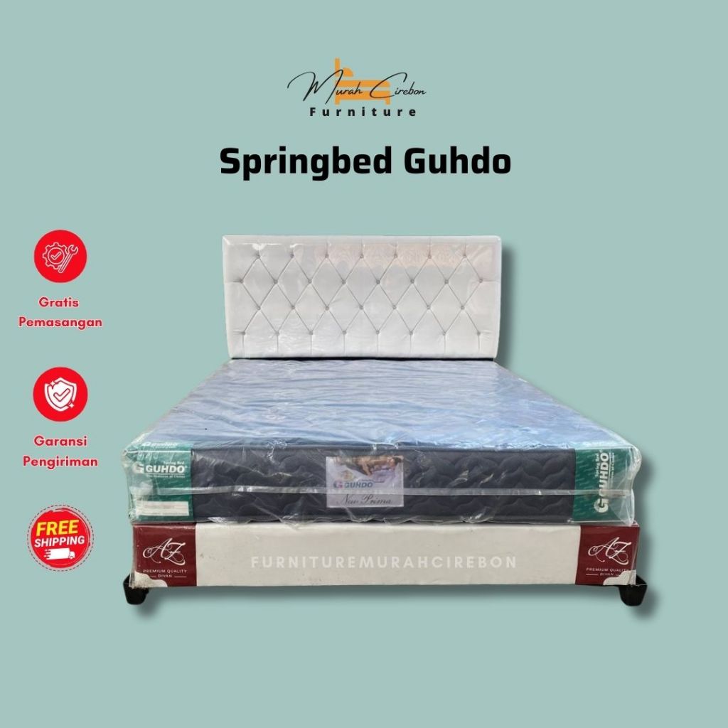 Kasur Springbed Guhdo Tebal 26 cm - Satu Set Dipan Kasur Spring Bed - Set Tempat Tidur Murah