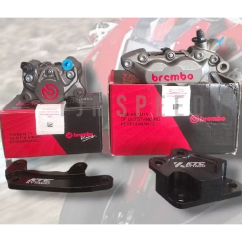 Paket Kaliper Brembo 4P Grey + 2P Grey + Breket Kaliper Depan Belakang Nmax KTC