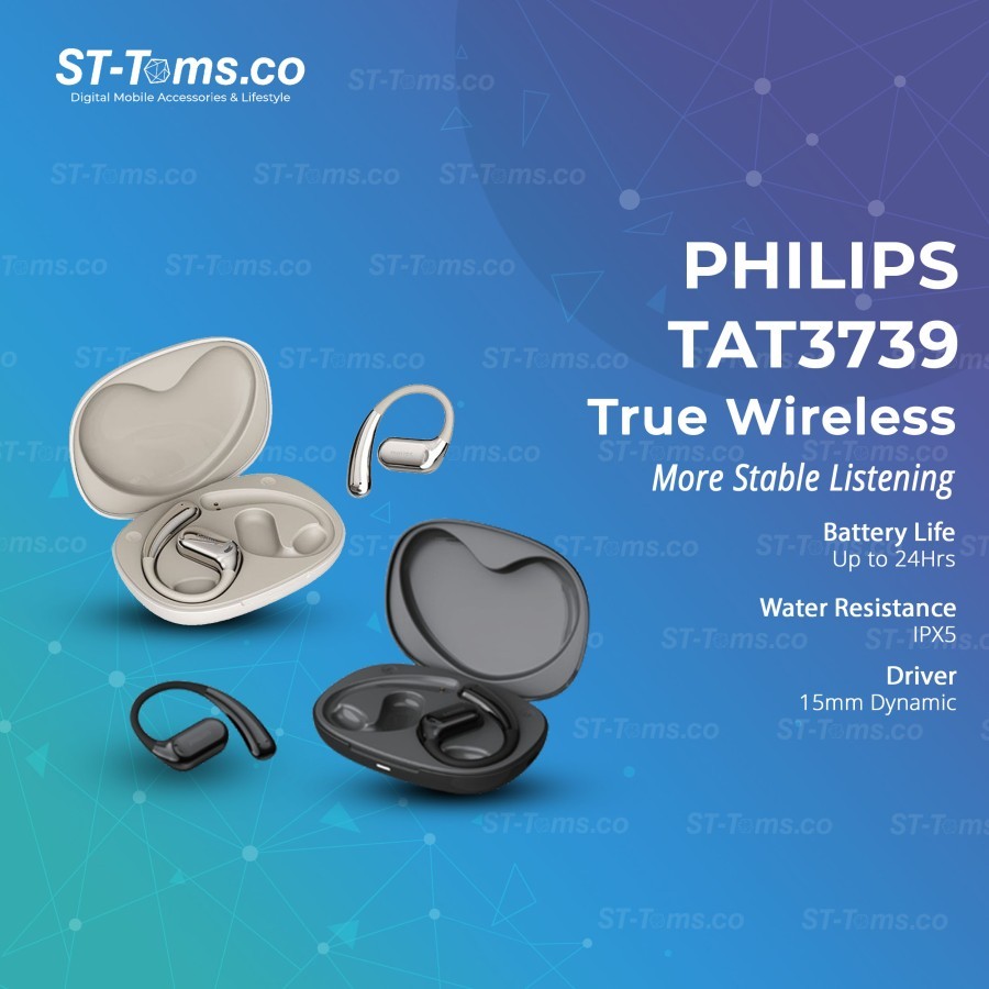 Philips TAT3739 Open-ear True Wireless Stereo Bluetooth Earphone - Bone Conduction Headphones