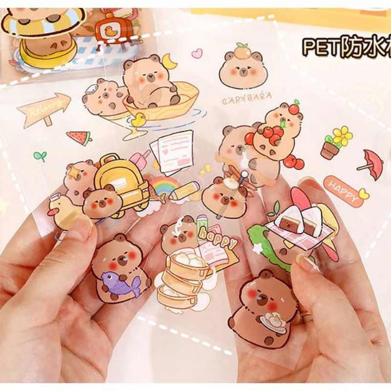 

[1Lembar/ Random] Sticker Transparan Capybara/ Stiker Anak Lucu Deco/ Tempelan Hiasan