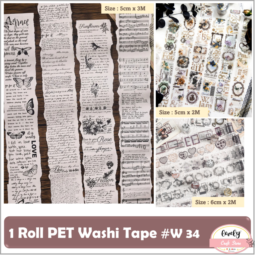 

LovelyCraftStore | Washi Tape W 34 ~ PET Tape Selotip PVC Plastik Tape Selotip Jepang Deco Tape Deco Sticker Decoration Sticker Journal Scrapbook Bujo