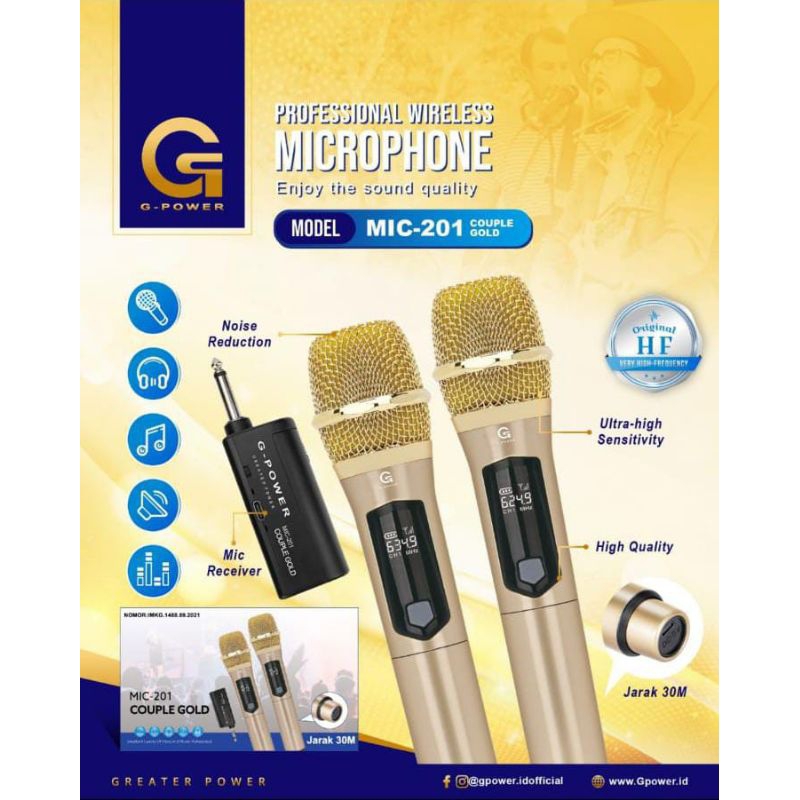 G-POWER MIC COUPLE GOLD 201, BATERAI CHARGER,MEMBUAT SUARA SEMAKIN MERDU DAN PROFESIONAL (BEST SELLE