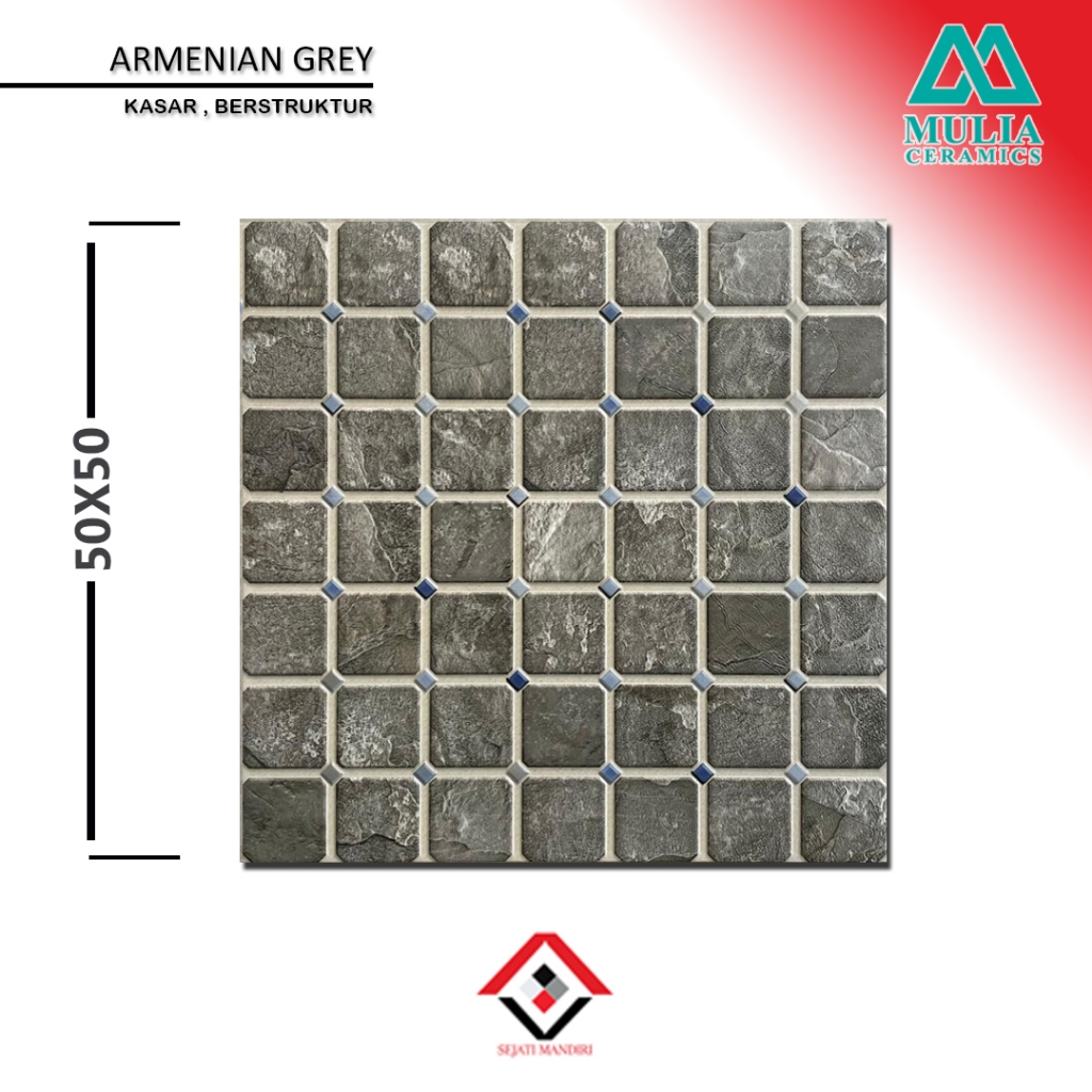 keramik 50x50 motif batu alam - mulia armenian grey