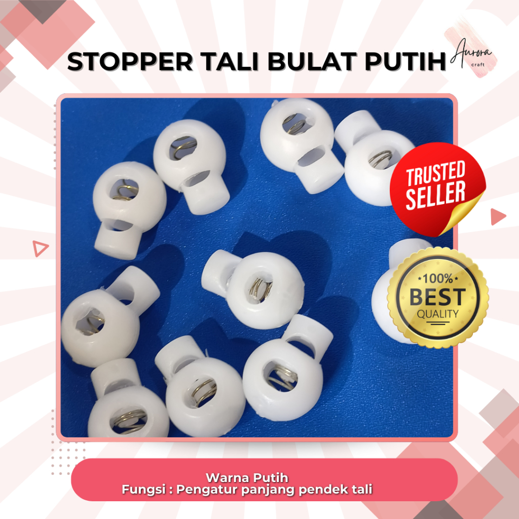 (PER PCS) STOPPER TALI BULAT PUTIH