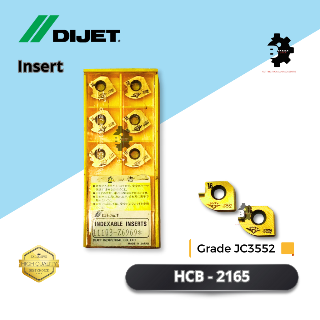Insert HCB - 2165 / Grade JC3552 - Merk Dijet - Insert Pahat Bubut - Pisau Pahat - Baru - Original -
