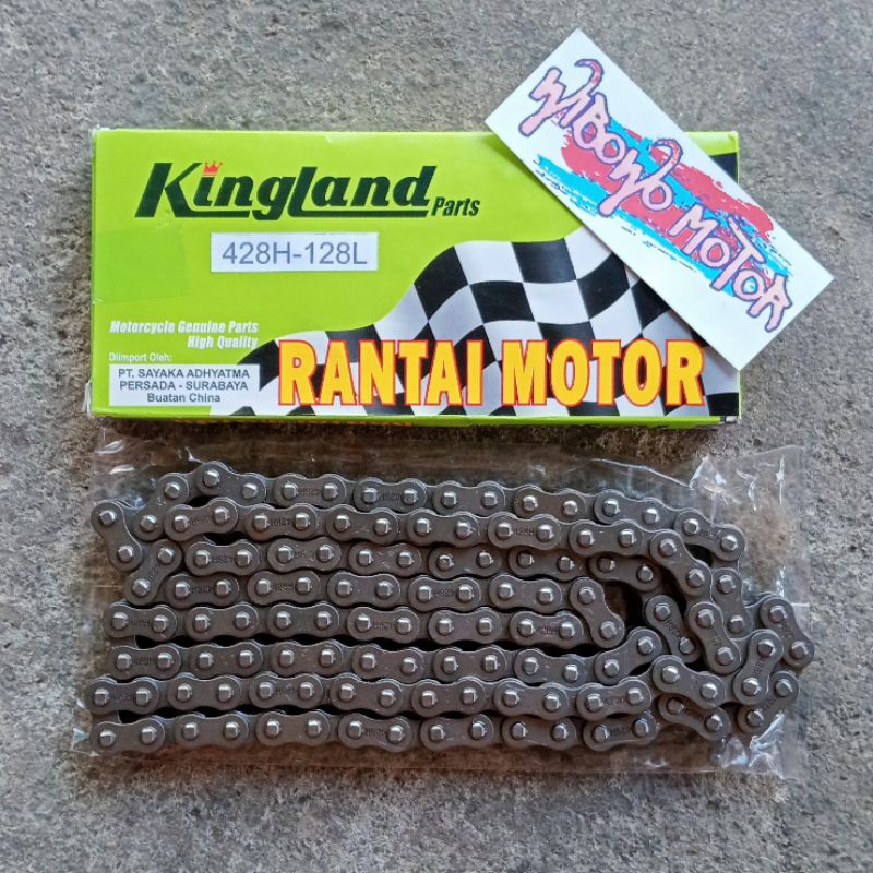 RANTAI RANTE RODA MOTOR 428 H 428H 128L TEBAL HITAM MERK KINGLAND