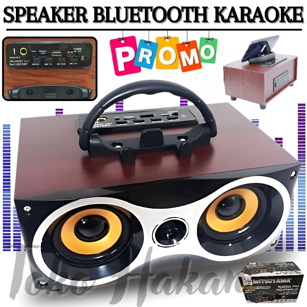Speaker Bluetooth Mitsuyama MS-4020 BT / Speaker Portabel - Speaker Karaoke Full Bass / Speaker Blue