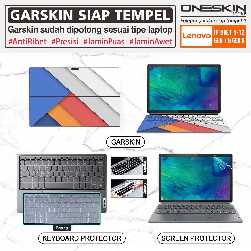 KJ Garskin Sticker Laptop Pelindung Screen Keyboard Protector Lenovo Ideapad Duet 5 5i-12 12IAU7