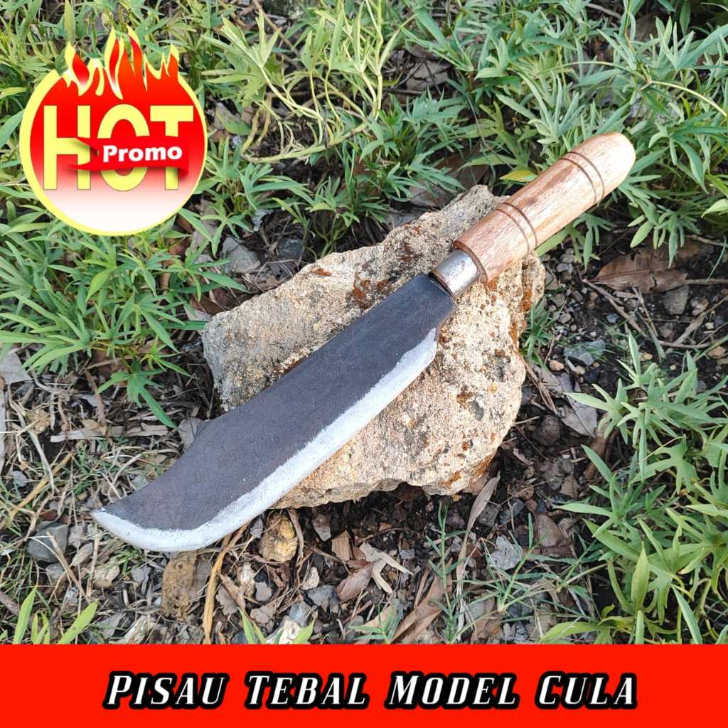 Pisau dapur pande jawa jawa baja asli - alat dapur potong daging gagang kayu kitchenware