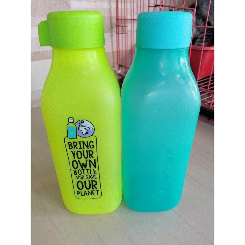 botol minum eco kotak ulir 1 liter tupperware second preloved