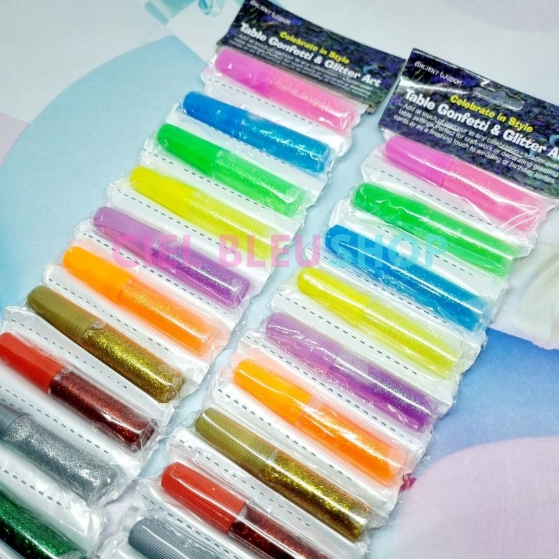 

[ 1 RENCENG / 12 PCS ] LEM GLITTER WARNA TERMURAH