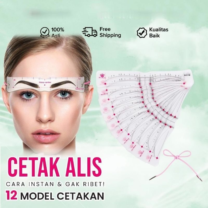 cetakan alis isi 12Pcs / Kartu Cetakan Alis Aneka Bentuk Untuk Makeup Wanita Cetakan Alis Tali Cetak