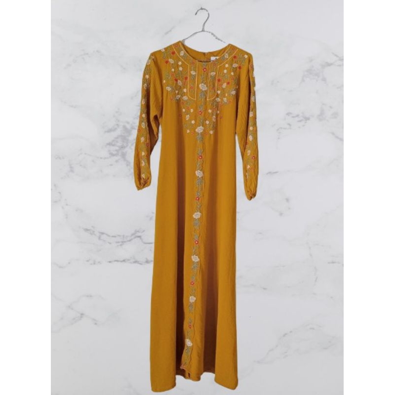 Gamis crinkle airflow kombinasi bordir