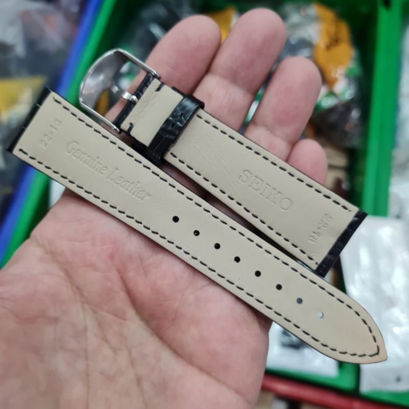 Strap tali kulit jam tangan SEIKO 20mm / 22mm Genuine Leather Buckle Clasp Steel