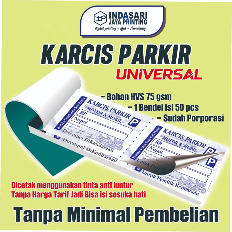 

Karcis Parkir universal motor & mobil murah tanpa minimum pembelian