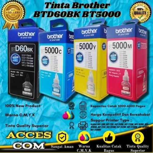 Tinta Brother BTD60BK BT5000 BT 5000 Ink Printer Brother DCP-T220, DCP-T420W, DCP-T520W, DCP-T720DW,